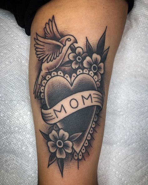 #Tattoos,Mum tattoo Check more at https://outsons.com/amazing-mom-tattoos-designs-you-will-love/ Mum Tribute Tattoo, Mum Tattoo For Men, Tattoos Mum, Mum Tattoo, Traditional Heart, Tattoos 2024, Tribute Tattoos, Lioness Tattoo, Mom Tattoo Designs