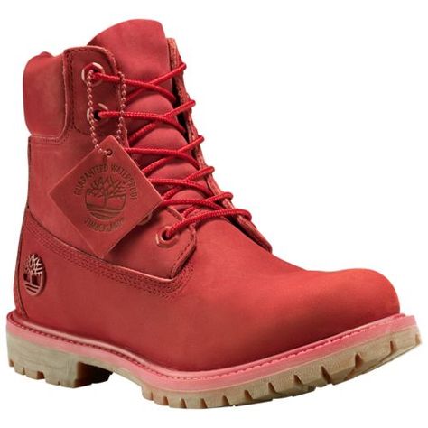 Women's Ruby Red 6-Inch Premium Waterproof Boots- Red Leather Boots, Timberland Classic, Timberland 6 Inch, Boots Timberland, Timberlands Women, Box Color, Women's Footwear, Waterproof Boots, Timberland Boots