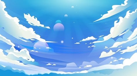 Sky Vector Illustration, Blue Sky Illustration, Unicorn Icon, Magic Clouds, Background For Video, Background Game, Cloud Background, Sky Blue Background, Free Vector Backgrounds