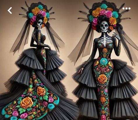 Catrina Dress, Catrina Costume, 1960s Fashion Women, Dia De Los Muertos Decorations Ideas, Creepy Costumes, Classic Halloween Costumes, Halloween Makeup Diy, Burlesque Costumes, Sugar Skull Makeup