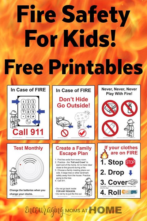 Make sure you go over fire safety with your kids! These free printables make it so easy to teach about fire safety including creating a family safety plan, stop drop, cover and roll, and more! Fire Safety Booklet, Fire Safety Games, Fire Safety Lesson Plans, Fire Safety Lessons, Fire Safety Preschool Crafts, Fire Safety Rules, Fire Safety Free, Fire Safety Poster, Fire Safety Unit