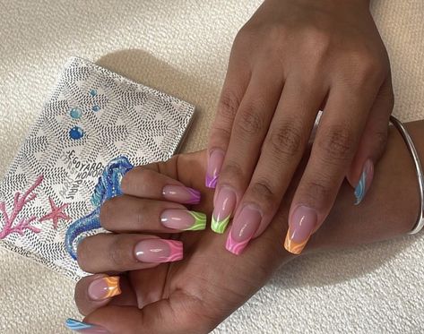 nail art • french nails • french nail art • bright nail colors • nail colors French Nail Art, Bright Nails, French Nails, Nail Inspo, Nail Colors, Nail Art, Nails, Color