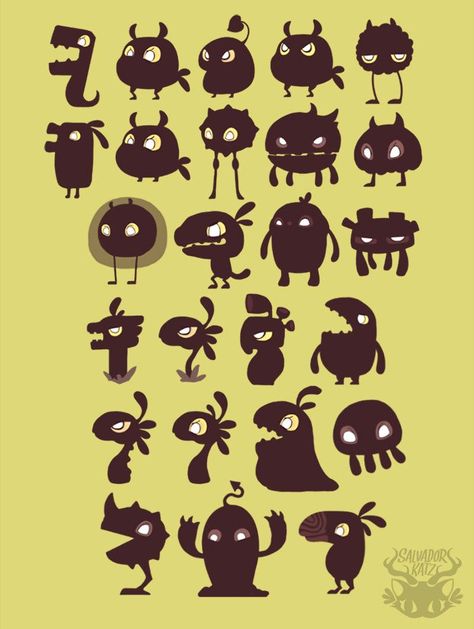 Blob Monster Character Design, Simple Video Game Character Design, Game Monster Design, Cute Monster Concept Art, Cute Creature Concept Art, 2d Character Illustration, Cute Game Character, Character Design 2d, Semi Realism