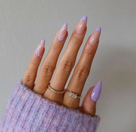 April Nails, Lilac Nails, Purple Acrylic Nails, Purple Nail Designs, Lavender Nails, Her Nails, Nails Polish, White Nail, Classy Nails