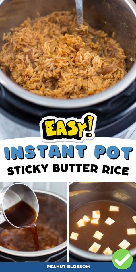 The coziest, most delicious rice side dish recipe for dinner. Make this beefy Instant Pot sticky butter rice made with French Onion soup mix and a stick of butter. So rich and yummy, it pairs great with chicken, pork, or beef. Instant Pot Stick Of Butter Rice, Stick Of Butter Rice Instant Pot, Butter Rice Instant Pot, Instant Pot Brown Rice Recipe, Instapot Rice Recipe, Instant Pot Rice Recipes, Butter Rice Recipe, Onion Rice Recipe, Buttered Rice Recipe