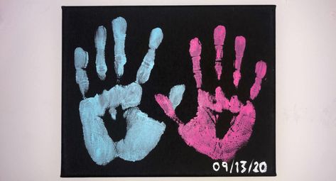 Couples Painting Ideas Hand Prints, Couple Painting Ideas Easy Hand Prints, Canvas Hand Print Ideas Couples, Couples Hand Print Painting, Hand Print Couple Painting, Couple Hand Painting Ideas, Couples Hand Painting Ideas, Hand Print Canvas Ideas Couples, Couple Hand Print Art