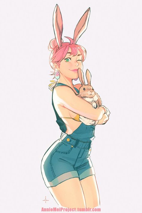 Embedded image Bunny Drawing, Art Mignon, Poses References, Art Reference Photos, Girl Drawing, Art Reference Poses, Girl Cartoon, Just Because, Character Drawing