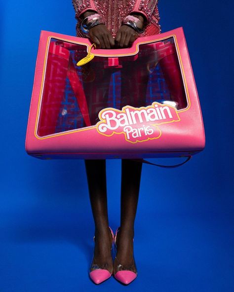 Balmain x Barbie Collaboration Intentionally Showcases Black Models Black Barbie Aesthetic, Barbie Collaboration, Branding Moodboard, Light Pink Blazers, Tummy Hurts, Barbie Aesthetic, Barbie Logo, Olivier Rousteing, Pink Tweed