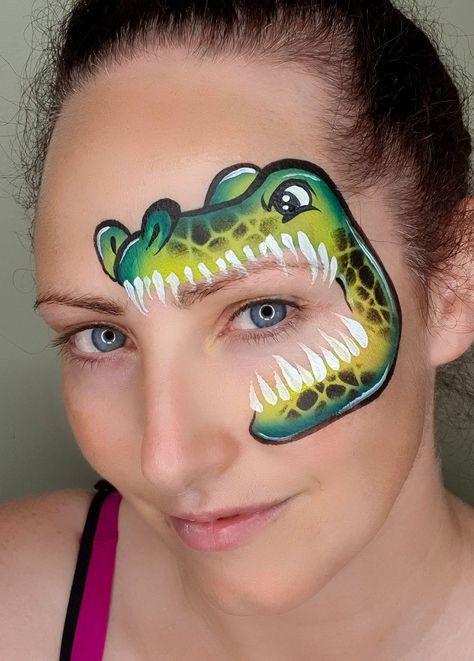 Eye Face Paint, Dinosaur Face Painting, Monster Face Painting, Crocodile Party, Eye Face Painting, Bodysuit Tattoos, Animal Face Paintings, Face Painting For Boys, Monster Eyes