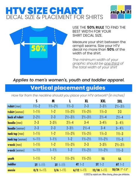 Shirt Decal Size Chart, Shirt Decal Size, Decal Size Chart, Temperature Chart, Font Guide, Halloween Craft Projects, Printable Htv, Pride Colors, Cricut Craft Room