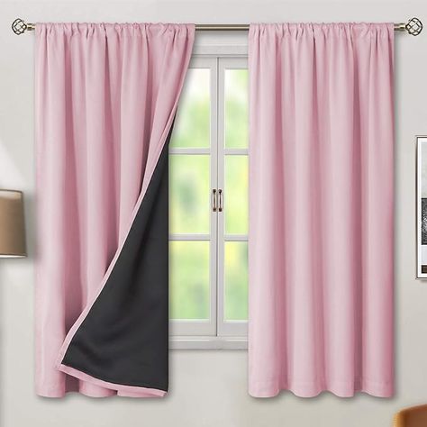 Amazon.com: BGment Thermal Insulated 100% Blackout Curtains for Bedroom with Black Liner, Double Layer Full Room Darkening Noise Reducing Rod Pocket Curtain (52 x 63 Inch, Pure White, 2 Panels) : Home & Kitchen Curtains For Nursery, Dark Bedrooms, Installing Curtain Rods, Kids Blackout Curtains, Pink Blackout Curtains, Small Curtains, Dark Bedroom, Nursery Curtains, Curtains For Bedroom