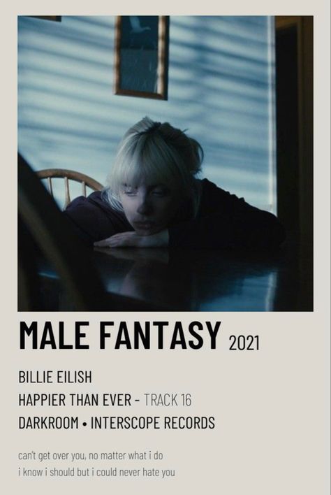 Male Fantasy Billie Eilish Poster, Music Poster Billie Eilish, Billie Eilish Polaroid Poster, Billie Polaroid, Billie Poster, Billie Eilish Poster, Cant Get Over You, Music Poster Ideas, Vintage Music Posters