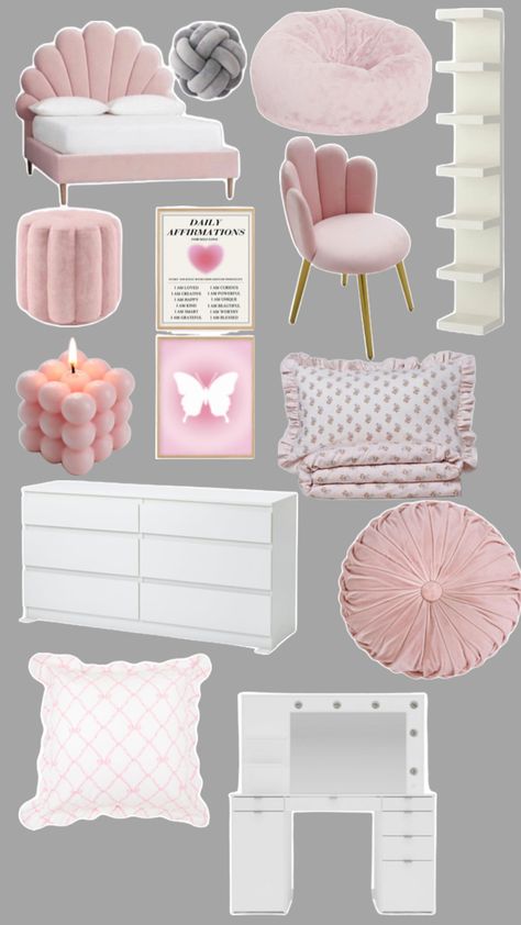 Teenage room x Room Inspo Teenage Girl, Room Ideas For Girls Teenagers, White And Pink Decor, Room Ideas Bedroom Teenagers, Rooms For Girls Teenagers, Teen Room Decor For Girls Teenagers, Pink Teen Girl Bedroom, Teen Girls Room