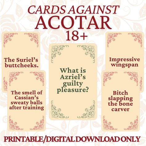 Acotar Party, Card Game Printable, Court Of Thorns And Roses, Game Printable, Group Games, Digital Book, Drinking Games, Guilty Pleasures, Gifts For Readers