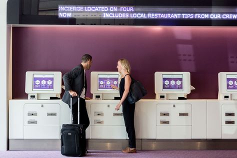 We value your time! Check-in quickly through our self check-in kiosks in Ground Control. #YOTEL Check In Kiosk, Self Check In, New York Times Square, No Signal, Reception Desk Design, Hotel Inspiration, Reception Counter, Hotel Reception, Lobby Interior