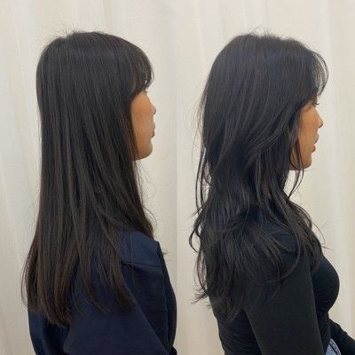 Long Wolfcut Straight Hair, Long Wolf Cut Hair Straight, Korean Wolf Cut Long Hair, Wolf Cut Long Hair Straight, Long Mullet Straight Hair, Hairstyles With Graduation Cap, Simple Girls Hairstyles, Long Hair Wolf Cut, Haircut Butterfly