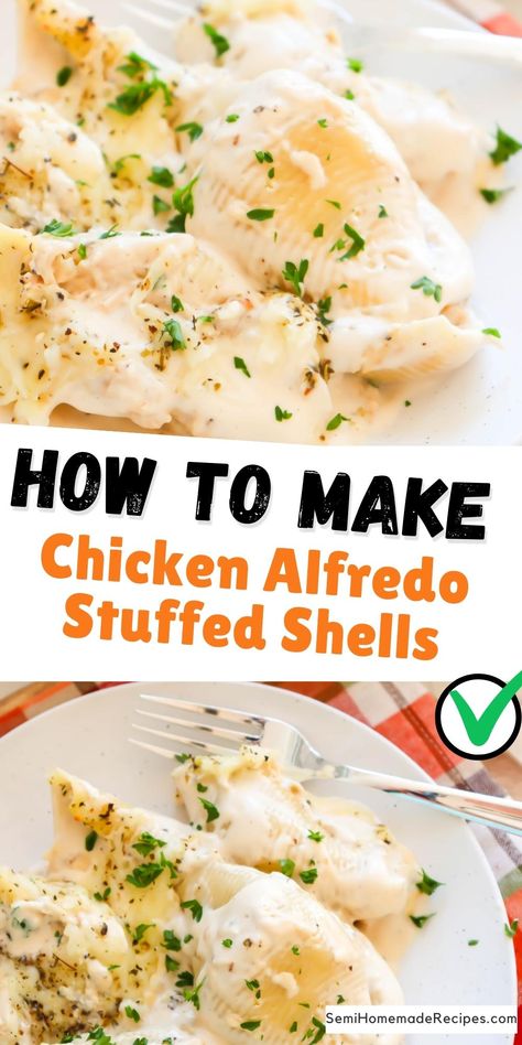 Recipe For Chicken Alfredo, Rotisserie Chicken Seasoning, Cajun Cream Sauce, Alfredo Stuffed Shells, Chicken Alfredo Stuffed Shells, Chicken Stuffed Shells, Cream Sauce For Chicken, Jumbo Pasta Shells, Chicken With Italian Seasoning