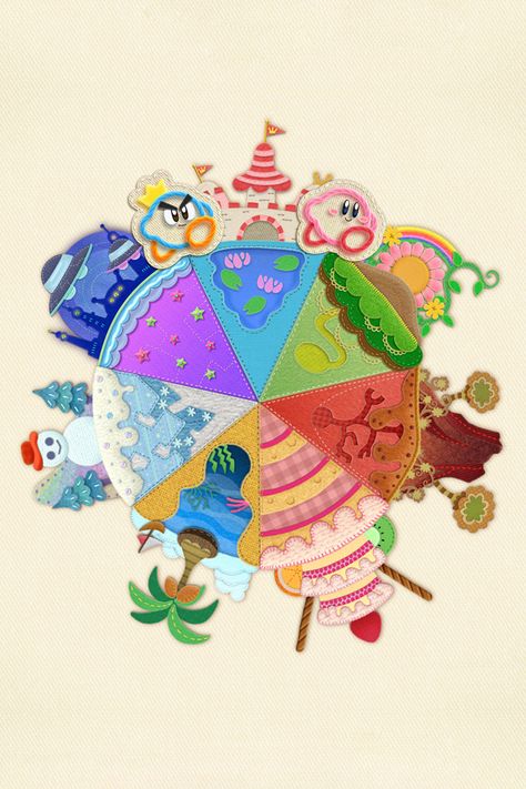 Kirby's Epic Yarn-Map of Patchworld Planet Popstar, Grass Land, Princess Toadstool, Kirby Games, Cute Games, Video Game Art, Super Smash Bros, Smash Bros, A Song