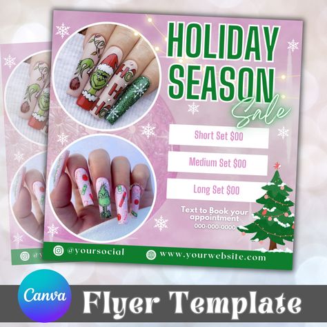 Nail Tech Discount Ideas, Nail Tech Deals, Nail Tech Marketing Social Media, Nail Deals Flyer, Nail Tech Flyer, Subtle Nails, Nail Studio, Diy Valentines Gifts, Christmas Templates