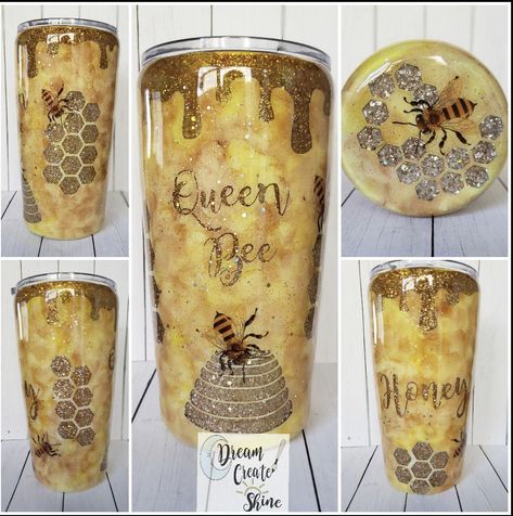 Ink Tumblers, Bee Tumbler, Yeti Cup Designs, Tumblr Cup, Tumbler Cups Personalized, Glitter Tumbler Cups, Yeti Cup, Handmade Cups, Cup Crafts