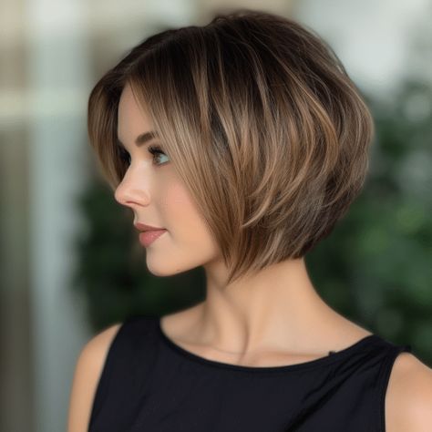 Bob Pendek, Κούρεμα Bob, Bob Cuts, Stacked Bob Haircut, Vevey, Short Brown Hair, Chin Length Hair, Bob Haircut For Fine Hair, Bob Hairstyles For Fine Hair