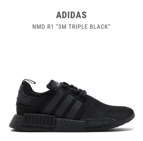 Adidas NMD R1 "3M Triple Black" Adidas Nmd R1, Nmd R1, Adidas Nmd, Triple Black, Black Adidas, Adidas Sneakers, Adidas, Sneakers, Black