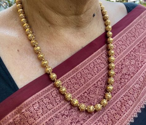 8mm nakshi balls with microplated polished Nakshi Balls Mala, Nakshi Balls, Plain Gold Necklace, Ram Temple, Mughal Jewelry, Antique Necklace Set, Gold Beaded Necklace, Antique Jewelry Indian, Pakistani Jewelry