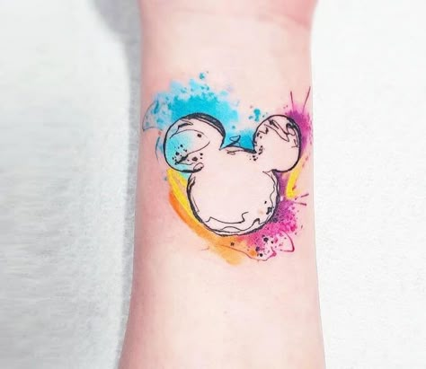 Cute Disney Tattoos, Mouse Tattoo, Mickey Tattoo, Mickey Mouse Tattoo, Mouse Tattoos, Disney Logo, Mickey Mouse Art, Tatuaje A Color, World Tattoo