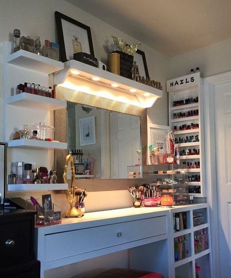 Ikea Linnmon, Makeup Dresser, Penyimpanan Makeup, Zimmer Diy, Makeup Room Decor, Diy Vanity, Vanity Room, Glam Room, Makeup Rooms