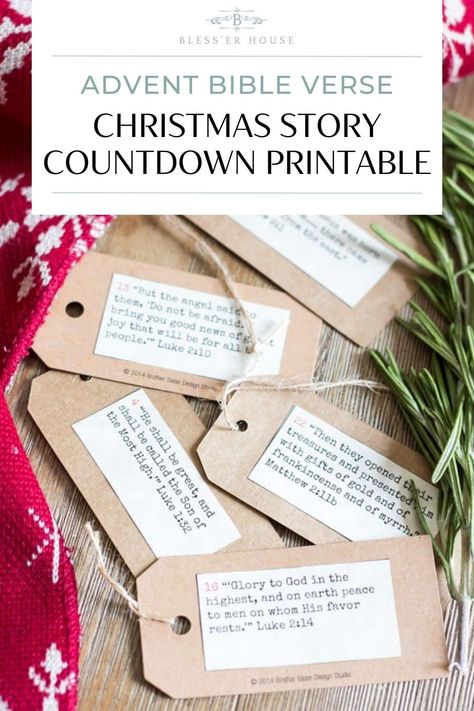 Unique Advent calendars, DIY 24-day countdown ideas, and a free Advent Bible verse printable of 1 Christmas story scripture per day. Christmas Bible Advent Calendar, Diy Scripture Advent Calendar, Diy Advent Calander Ideas, Advent Calendar Christmas Story, Christmas Story Advent Printable, 12 Days Of Christmas Scriptures, Christmas Advent Bible Verses, Scripture Advent Calendar Lds, Christmas Story Advent Calendar