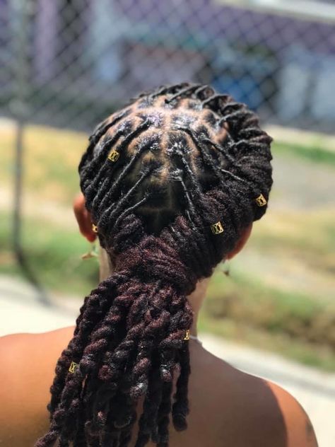 Loc Styles Large, Rass Styles For Woman, Two Braids Loc Styles, Locs Hairstyles For Women Down, Rass Hairstyles For Women, Long Dread Styles Black Women, Mid Back Loc Styles, Styles For Locks Dreadlocks Black Women, Loc Styles For Swimming