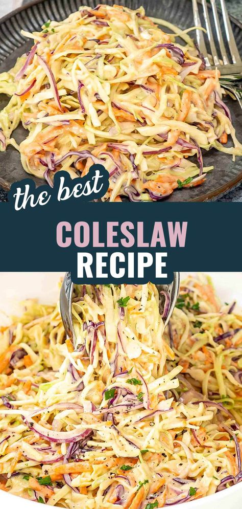 Try this Easy Coleslaw Recipe for a fresh and crunchy side dish! Perfect for BBQs, picnics, and more. 🥗✨ #EasyColeslaw #BBQSideDish #FreshAndCrunchy #HomemadeColeslaw #PicnicFood #QuickRecipes Tangy Coleslaw Recipe, Easy Coleslaw Dressing, Easy Coleslaw Recipe, Easy Bbq Side Dishes, Crunchy Coleslaw, Best Coleslaw Recipe, Easy Coleslaw, Coleslaw Recipe Easy, Coleslaw Salad