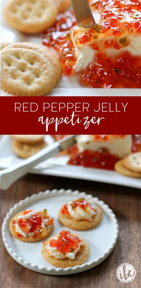 Jalapeno Red Pepper Jelly Recipe, Cowboy Jelly Recipe, Bell Pepper Jelly Recipe, Red Pepper Jelly Recipe Easy, Pepper Jelly Gift Basket Ideas, Easy Red Pepper Jelly, Red Appetizers Appetizer Ideas, Hot Pepper Jelly Recipe Appetizers, Red Pepper Jelly Recipe Appetizers