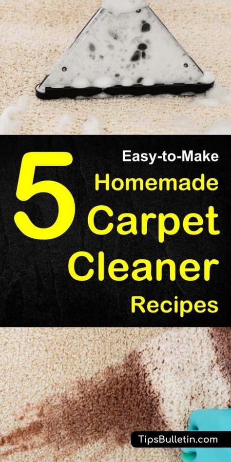 DIY homemade carpet cleaner recipes for manual and machine use. Including carpet spot remover recipe for pet, dog urine stains, dry and deep clean your rugs. DIY carpet cleaning solutions can be used manually in a spray bottle or in shampooer machines.#carpetcleaning #homemade #carpetstains #diy Diy Carpet Cleaning Solution, Homemade Carpet Cleaner, Carpet Crochet, Carpet Diy, Carpet Cleaner Homemade, Cleaning Painted Walls, Diy Carpet Cleaner, Carpet Cleaning Solution, Carpet Cleaning Hacks