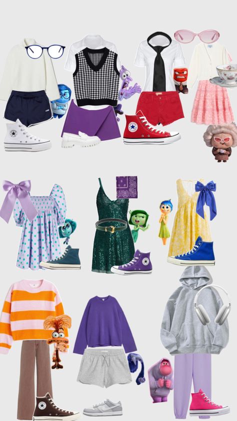 Joy Inside Out Inspired Outfits, Envy Halloween Costume, Inside Out Disgust Outfit, Disgust Inside Out Outfit, Fear Inside Out Outfit, Joy Outfit Inside Out, Joy Inside Out Costume Diy, Embarrassment Inside Out Outfit, Inside Out Dress Up