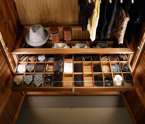 cool-ways-to-organize-men-accessories-at-home- 14 Watch Storage In Wardrobe, Wardrobe Images, Solid Wood Wardrobes, Dressing Design, Wardrobe Systems, Walk In Closet Design, Luxury Wardrobe, Wardrobe Organisation, Wardrobe Room