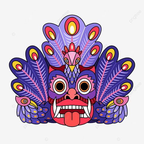 Sri Lankan Mask Tattoo, Sri Lanka Mask, Sri Lankan Mask, Sri Lanka Art, Masskara Festival, Sri Lanka Flag, Mask Illustration, Fire Dancer, Red Mask