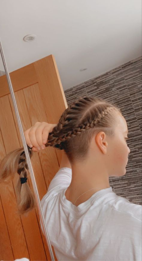 French Braid Undercut, French Braids With Undercut, Undercuts With Braids, Braided Hairstyles With Undercut, Braid Undercut, Braids And Undercut, Undercut Braids, Undercut Braids Hairstyles, Braids With Undercut