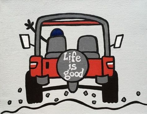 Life Is Good Jeep, Jeep Painting, Vsco Painting, Jeep Art, Simple Canvas Paintings, Cute Canvas Paintings, Easy Canvas Art, Canvas Drawings, Easy Canvas Painting