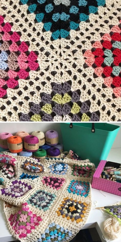 Continuous Joining Granny Squares, Crochet Granny Square Joining, Continuous Join As You Go Crochet, Crochet Boarders For Granny Square, Crochet Join As You Go Granny Squares, Connecting Crochet Squares, Crochet Join As You Go, Connect Granny Squares Crochet, Connecting Granny Squares Crochet