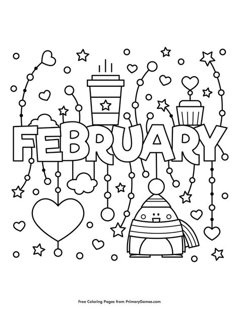 Free printable Winter coloring pages for use in your classroom and home from PrimaryGames. February Coloring Pages, February Colors, Valentine Coloring Pages, Valentine Coloring, Month Colors, Kids Coloring Books, Coloring Pages To Print, Journal Doodles, Free Printable Coloring