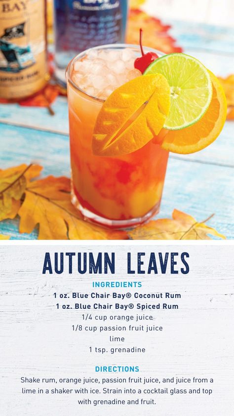 Fall Drinks With Malibu Rum, Fall Rum Punch Recipes, Rum Fall Drinks, Fall Rum Cocktails Easy, Coconut Rum Halloween Drinks, Rum Sunset Cocktail, Fruit Juice Cocktails, Malibu Rum Drinks, Orange Juice Drinks