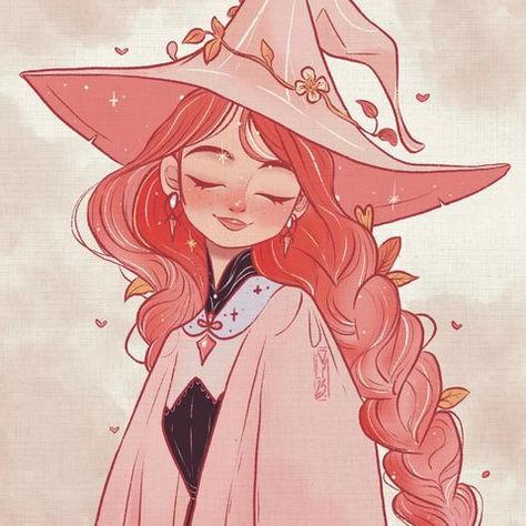 Lady Moïra (@_lady_moira_) | Profil Instagram Witch Illustration Character Design, Season Character Design, Cute Witch Illustration, Joyful Aesthetic, Witches Art, Fariy Tale, The Season Of The Witch, Witch Illustration, Pastel Witch