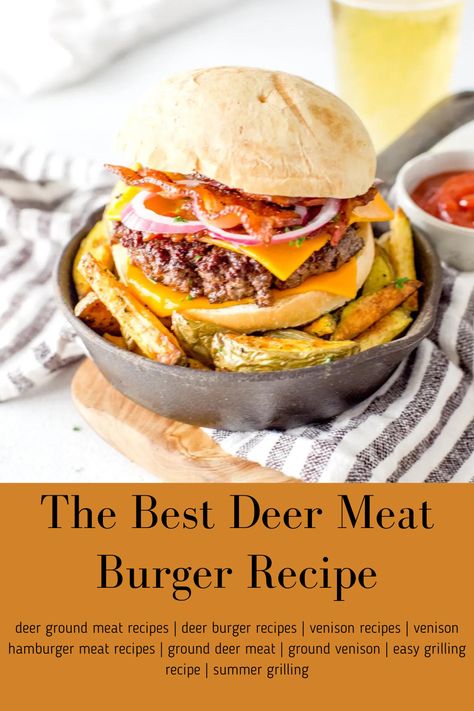 Deer Burger Meat Recipes, Meat Burger Recipe, Deer Burger Recipes Ground, Recipes With Deer Burger, Venison Burger Meat Recipes, Venison Burger Recipes Ground, Ground Venison Burgers, Ground Deer Meat Recipes, Deer Burgers