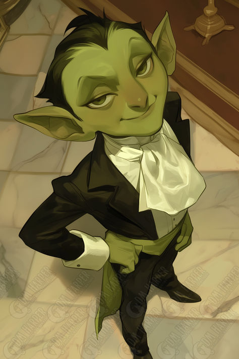 Goblin Butler, Starfire Mansion, The Rock of Bral, Spelljammer Goblin Queen Dnd, Female Goblin Character Art, Autognome Dnd 5e, Albino Character Art, Goblin Chef, Goblin Dnd Character Design, Hobgoblin Female, Dnd Goblin Character Design, Male Goblin Art