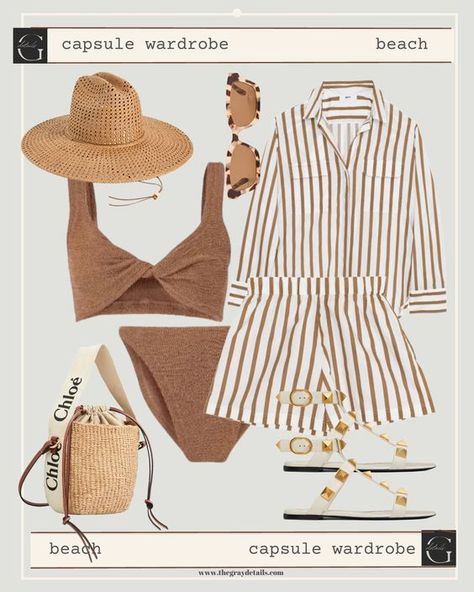 Minimalist Packing List Chic Beach Vacation Outfits, Daytime Vacation Outfits, Casual Swimsuit Outfit, December Cruise Outfits, Beach Holiday Capsule Wardrobe, 2024 Summer Fashion Trends, Island Holiday Outfits, Midsize Vacation Outfits, Holiday Outfits Summer Beach