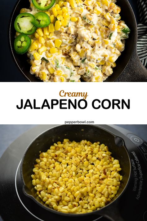 Corn Cream Cheese Jalapeno, Jalapeno Cream Corn Crockpot, Jalapeño Cream Corn, Recipes With Jalapenos, Creamy Jalapeno Corn, Fresh Jalapeno Recipes, Cream Corn Crockpot, Spicy Dips, Corn Jalapeno