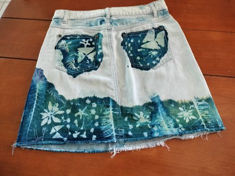 Cyanotype - printed on cotton denim skirt - foliage Cyanotype Denim, Short Outfits, Denim Skirt, Skirt, Clothes