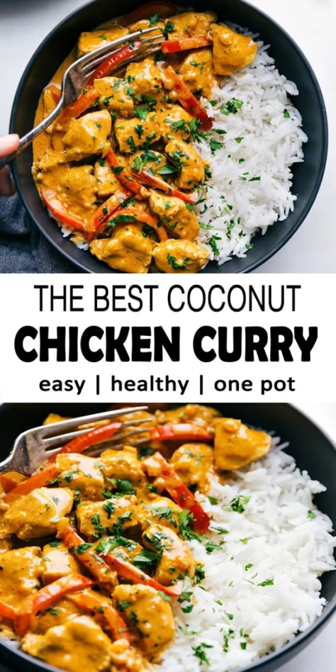 Coconut Curry Chicken - Countsofthenetherworld.com Coconut Curry Chicken Recipes, Coconut Chicken Curry, Plats Healthy, Resep Diet, Coconut Chicken, Coconut Curry Chicken, Easy Chicken Curry, Health Dinner, Curry Chicken Recipes