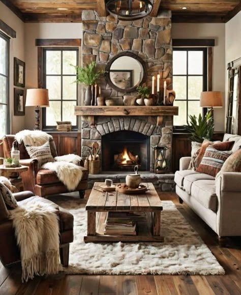 Cabin Retreat, Rustic Retreat, Rustic Elegance, Home Decorating, Reclaimed Wood, Cabin, Textiles, Living Room, Wood